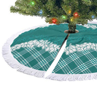 Hawaii Aloha Plumeria Lei Teal Palaka Tree Skirt - Polynesian Pride