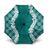Hawaii Aloha Plumeria Lei Teal Palaka Umbrella - Polynesian Pride