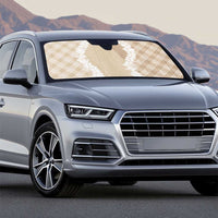 Hawaii Aloha Plumeria Lei Beige Palaka Auto Sun Shade - Polynesian Pride