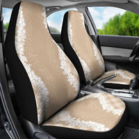 Hawaii Aloha Plumeria Lei Beige Palaka Car Seat Cover - Polynesian Pride