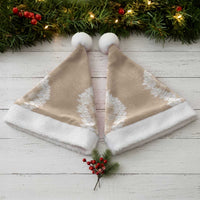 Hawaii Aloha Plumeria Lei Beige Palaka Christmas Santa Hat - Polynesian Pride