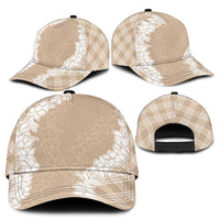 Hawaii Aloha Plumeria Lei Beige Palaka Classic Cap - Polynesian Pride