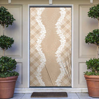 Hawaii Aloha Plumeria Lei Beige Palaka Door Cover - Polynesian Pride