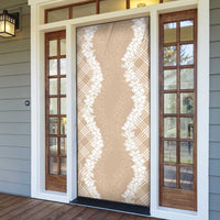 Hawaii Aloha Plumeria Lei Beige Palaka Door Cover - Polynesian Pride