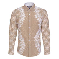 Hawaii Aloha Plumeria Lei Beige Palaka Family Matching Mermaid Dress and Hawaiian Shirt - Polynesian Pride