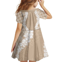 Hawaii Aloha Plumeria Lei Beige Palaka Family Matching Summer Maxi Dress and Hawaiian Shirt - Polynesian Pride