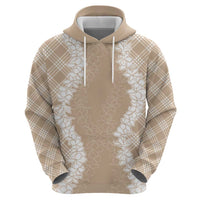 Hawaii Aloha Plumeria Lei Beige Palaka Hoodie - Polynesian Pride