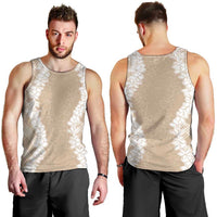 Hawaii Aloha Plumeria Lei Beige Palaka Men Tank Top - Polynesian Pride