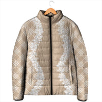 Hawaii Aloha Plumeria Lei Beige Palaka Padded Jacket - Polynesian Pride