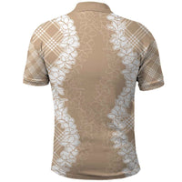 Hawaii Aloha Plumeria Lei Beige Palaka Polo Shirt - Polynesian Pride