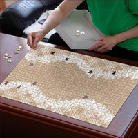 Hawaii Aloha Plumeria Lei Beige Palaka Puzzle - Polynesian Pride