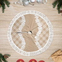 Hawaii Aloha Plumeria Lei Beige Palaka Tree Skirt - Polynesian Pride