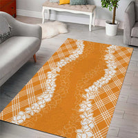 Hawaii Aloha Plumeria Lei Orange Palaka Area Rug - Polynesian Pride