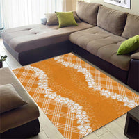 Hawaii Aloha Plumeria Lei Orange Palaka Area Rug - Polynesian Pride