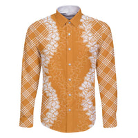 Hawaii Aloha Plumeria Lei Orange Palaka Family Matching Puletasi and Hawaiian Shirt - Polynesian Pride