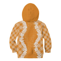 Hawaii Aloha Plumeria Lei Orange Palaka Kid Hoodie - Polynesian Pride