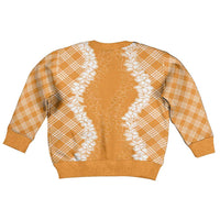 Hawaii Aloha Plumeria Lei Orange Palaka Kid Ugly Christmas Sweater - Polynesian Pride