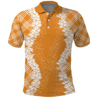 Hawaii Aloha Plumeria Lei Orange Palaka Polo Shirt - Polynesian Pride