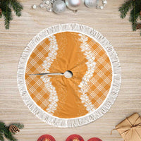 Hawaii Aloha Plumeria Lei Orange Palaka Tree Skirt - Polynesian Pride