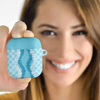 Hawaii Aloha Plumeria Lei Turquoise Palaka AirPods Case - Polynesian Pride