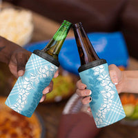 Hawaii Aloha Plumeria Lei Turquoise Palaka 4 in 1 Can Cooler Tumbler - Polynesian Pride