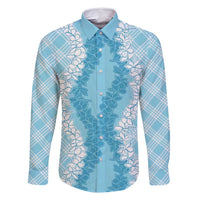 Hawaii Aloha Plumeria Lei Turquoise Palaka Family Matching Summer Maxi Dress and Hawaiian Shirt - Polynesian Pride