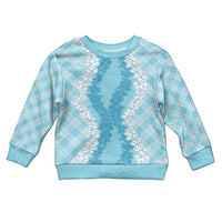 Hawaii Aloha Plumeria Lei Turquoise Palaka Kid Ugly Christmas Sweater - Polynesian Pride