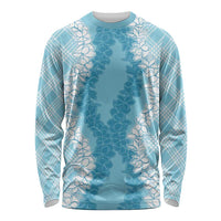 Hawaii Aloha Plumeria Lei Turquoise Palaka Long Sleeve Shirt - Polynesian Pride