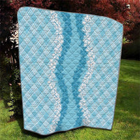 Hawaii Aloha Plumeria Lei Turquoise Palaka Quilt - Polynesian Pride