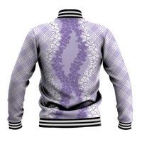 Hawaii Aloha Plumeria Lei Lavender Palaka Baseball Jacket - Polynesian Pride