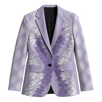 Hawaii Aloha Plumeria Lei Lavender Palaka Blazer LT7 Unisex Lavender - Polynesian Pride