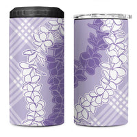 Hawaii Aloha Plumeria Lei Lavender Palaka 4 in 1 Can Cooler Tumbler - Polynesian Pride