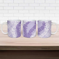 Hawaii Aloha Plumeria Lei Lavender Palaka Ceramic Mug - Polynesian Pride
