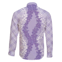 Hawaii Aloha Plumeria Lei Lavender Palaka Family Matching Off Shoulder Short Dress and Hawaiian Shirt - Polynesian Pride