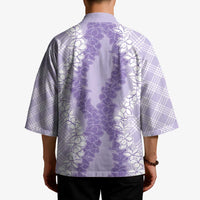 Hawaii Aloha Plumeria Lei Lavender Palaka Kimono - Polynesian Pride