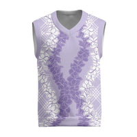 Hawaii Aloha Plumeria Lei Lavender Palaka Christmas Knitted V-Neck Vest - Polynesian Pride