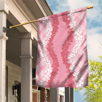 Hawaii Aloha Plumeria Lei Pink Palaka Garden Flag - Polynesian Pride