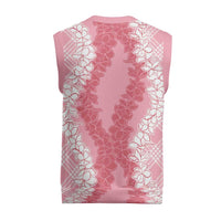 Hawaii Aloha Plumeria Lei Pink Palaka Christmas Knitted V-Neck Vest - Polynesian Pride
