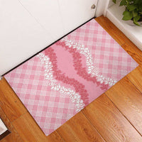 Hawaii Aloha Plumeria Lei Pink Palaka Rubber Doormat - Polynesian Pride