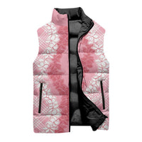 Hawaii Aloha Plumeria Lei Pink Palaka Sleeveless Puffer Jacket - Polynesian Pride