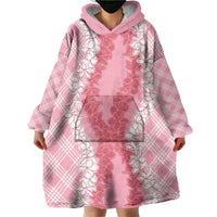 Hawaii Aloha Plumeria Lei Pink Palaka Wearable Blanket Hoodie - Polynesian Pride