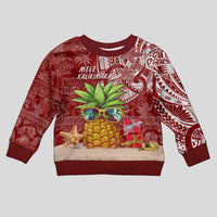 Mele Kalikimaka Hawaii Christmas Kid Ugly Christmas Sweater Pineapple Party LT7 Kid Red - Polynesian Pride