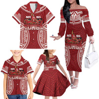 Personalized Mate Maa Tonga Rugby Family Matching Off The Shoulder Long Sleeve Dress and Hawaiian Shirt Ofa Atu Tonga