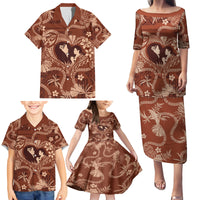 Hawaii Plumeria Family Matching Puletasi and Hawaiian Shirt Hau'oli la Makuahine Sunburned LT7 - Polynesian Pride