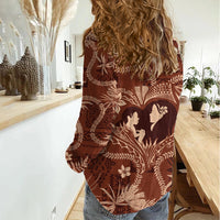 Hawaii Plumeria Women Casual Shirt Hau'oli la Makuahine Sunburned LT7 - Polynesian Pride