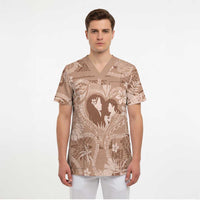 Hawaii Plumeria Scrub Top Hau'oli la Makuahine Beige - Polynesian Pride