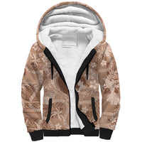 Hawaii Plumeria Sherpa Hoodie Hau'oli la Makuahine Beige LT7 Unisex Beige - Polynesian Pride