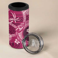 Hawaii Plumeria 4 in 1 Can Cooler Tumbler Hau'oli la Makuahine Rosy