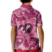 Hawaii Plumeria Kid Polo Shirt Hau'oli la Makuahine Rosy LT7 - Polynesian Pride