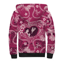 Hawaii Plumeria Sherpa Hoodie Hau'oli la Makuahine Rosy LT7 - Polynesian Pride